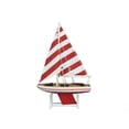 thumbnail image 1 of 12 x 2.5 x 8 in. Wooden Decorative Sailboat Model with Rustic Red Stripes, 1 of 1