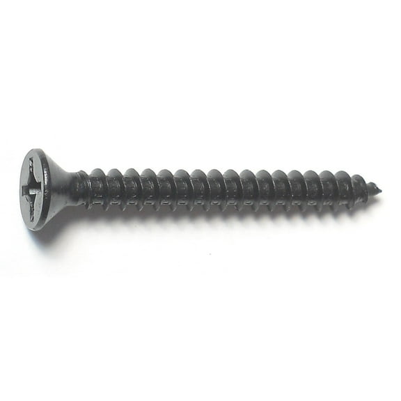 #12 x 2" Black Steel Phillips Flat Head Sheet Metal Screws (5 pcs.)
