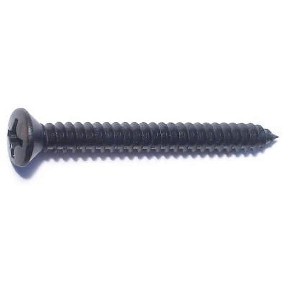#12 x 2" Black Steel Phillips Oval Head Sheet Metal Screws (6 pcs.)