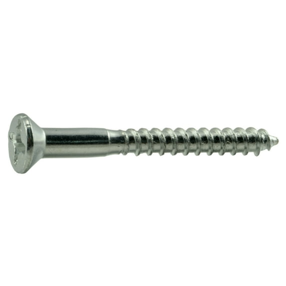 #12 x 2" Zinc Plated Steel Phillips Flat Head Wood Screws WSFS-416