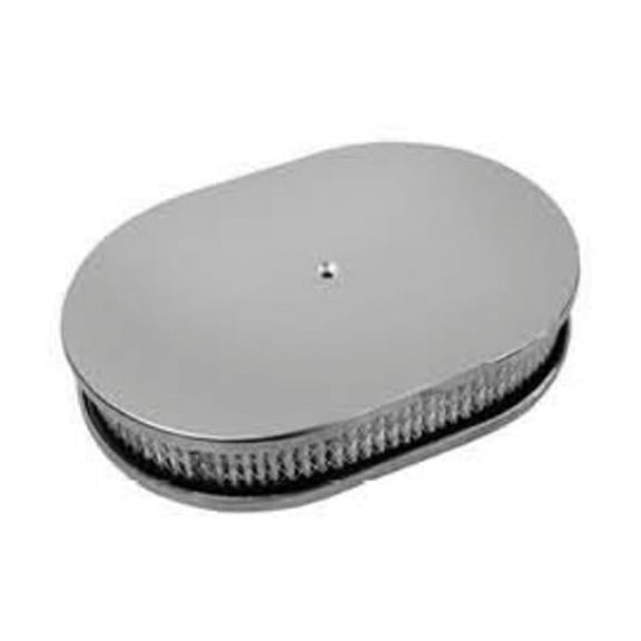 12 x 2 in. Oval Smooth Air Cleaner with Element, Chrome
