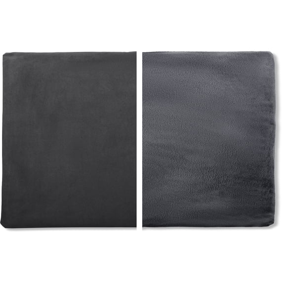 12" x 20" Cover Only Throw Pillowcase Reversible - Iron Grey: 2 PCS / 4 Sided. Luxurious, Microsuede/Microplush Fabric - Softest / High Thread Count - Washable - Outstanding Beauty & Comfy