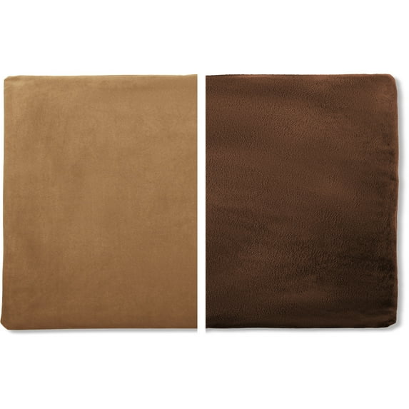 12" x 20" Cover Only Throw Pillowcase Reversible - Saddle Brown: 2 PCS / 4 Sided. Luxurious, Microsuede/Microplush Fabric - Softest / High Thread Count - Washable, Outstanding Beauty & Comfy
