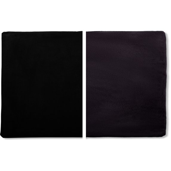 12" x 20" Cover Only Throw Pillowcase Reversible - Stable Black: 2 PCS / 4 Sided. Luxurious, Microsuede/Microplush Fabric - Softest / High Thread Count - Washable, Outstanding Beauty & Comfy