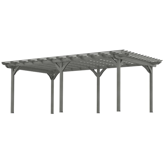 12' x 20' Outdoor Pergola, Wood Gazebo Grape Trellis with Stable Structure for Climbing Plant Support, Gray