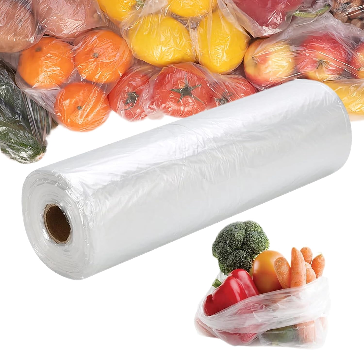 12” x 20” Plastic Produce Bags, Food Storage Bags 350pcs on a Roll, Clear Produce Bag for Food Vegetable Bread Fruit Meat - 1 Roll