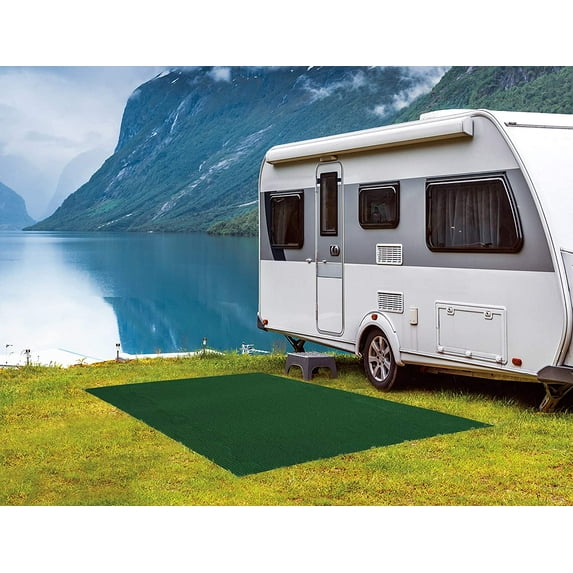 12' x 20' Soft and Durable Ribbed Pattern Indoor/Outdoor Area Rugs Lightweight and Flexible for Easy Cleaning and Transport. 100% PET Fiber (Color: Heather Green)