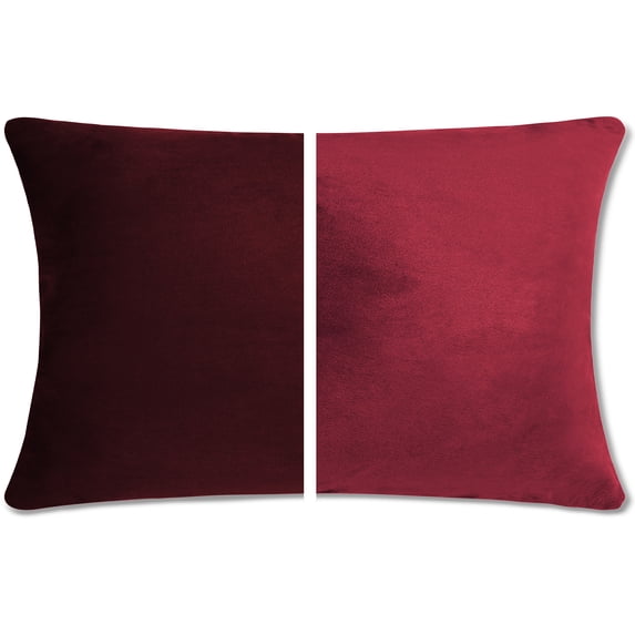 12" x 20" Throw Pillow - AZ Maroon: 2 PCS / 4 Sided. Luxurious Premium Down Alternative Fill w/ Reversible Cover Microsuede/Microplush Fabric. Forever Fluffy, Beautiful & Supportive. Soft & Comfy.