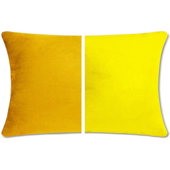 12" x 20" Throw Pillow - Gold Rush: 2 PCS / 4 Sided. Luxurious Premium Down Feather Pillow with Reversible Cover Microsuede/Microplush Fabric. Forever Fluffy, Beautiful & Supportive. Soft & Comfy.