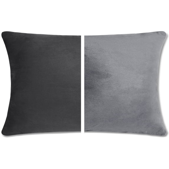 12" x 20" Throw Pillow - Iron Grey: 2 PCS / 4 Sided. Luxurious Premium Down Feather Fill w/ Reversible Cover Microsuede/Microplush Fabric. Forever Fluffy, Beautiful & Supportive. Soft & Comfy.