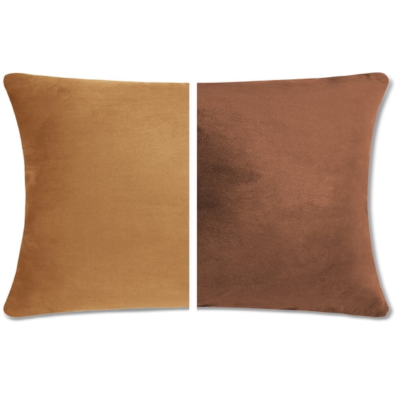 12" x 20" Throw Pillow - Saddle Brown: 2 PCS / 4 Sided. Luxurious Premium Memory Foam Fill w/ Reversible Cover Microsuede/Microplush Fabric. Forever Fluffy, Beautiful & Supportive. Soft & Comfy.