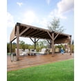 thumbnail image 1 of 12' x 20' Wood Pergola with Retractable Canopy – Sturdy Outdoor Patio Structure for Backyard, Garden, or Deck, Modern Reddish-Brown Shade System, System Default, 1 of 7