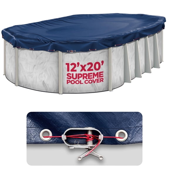 12 x 20 ft Oval Pool Covers for Above Ground Pools, Oval Winter Pool Cover, Navy Blue
