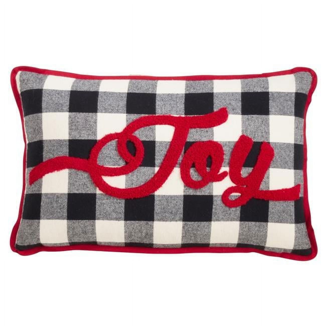 12 x 20 Inch Buffalo Plaid Joy Pillow Cover in Black and Red