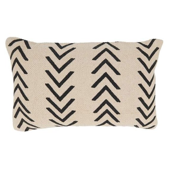 12 x 20 in. Chevron Design Oblong Down Filled Throw Pillow, Natural