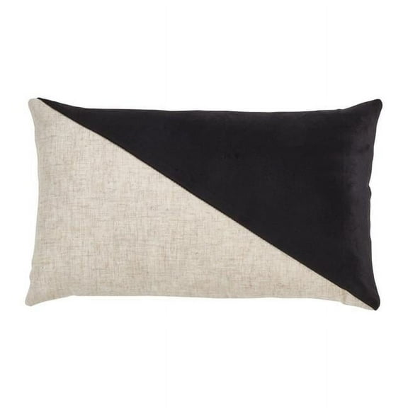 12 x 20 in. Geometric Velvet Design Lumbar Throw Pillow with Poly Filling, Black