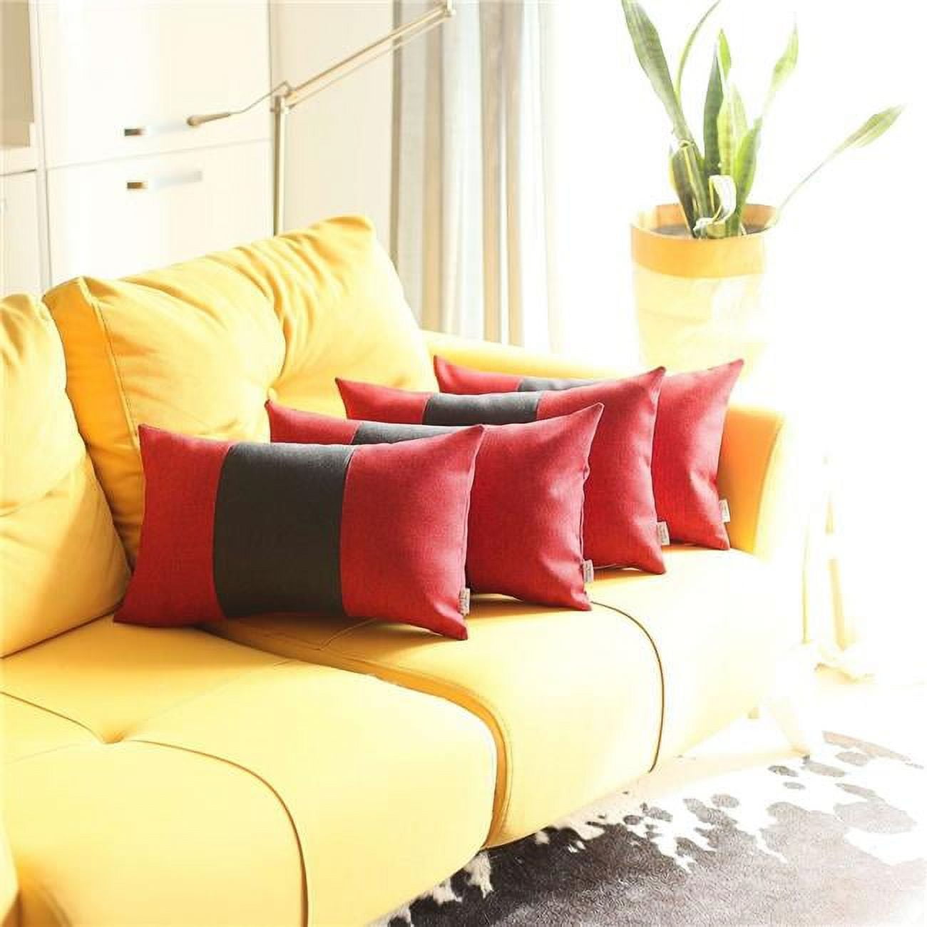 12 x 20 x 1 in. Red & Black Lumbar Pillow Covers, Set of 4