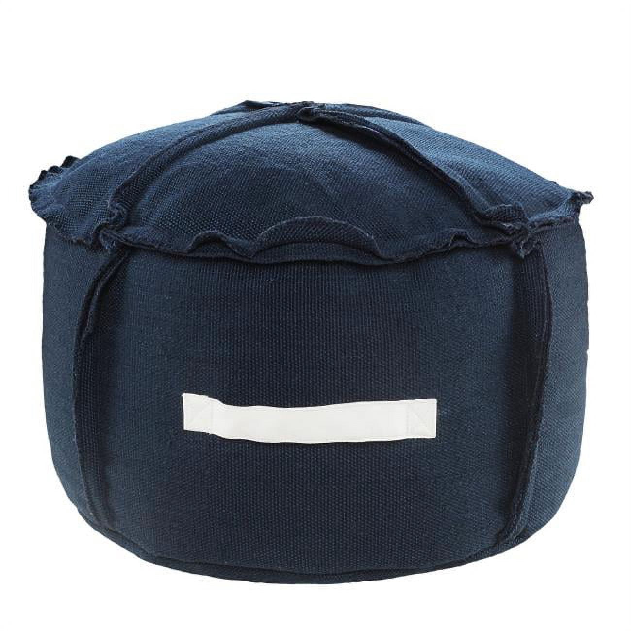 12 x 20 x 20 in. Blue Polyester Round Patchwork Indoor & Outdoor Pouf ...