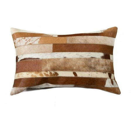 12" x 20" x 5" Brown And White  Pillow