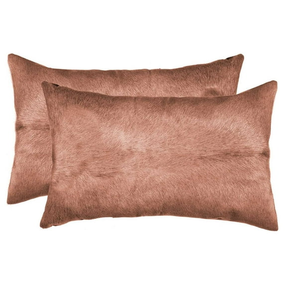 12" x 20" x 5" Brown Cowhide Pillow 2 Pack