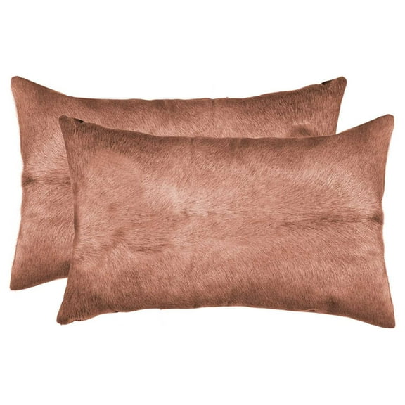12" x 20" x 5" Brown Cowhide Pillow 2 Pack