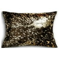 thumbnail image 1 of 12" x 20" x 5" Chocolate And Gold Cowhide  Pillow, 1 of 2