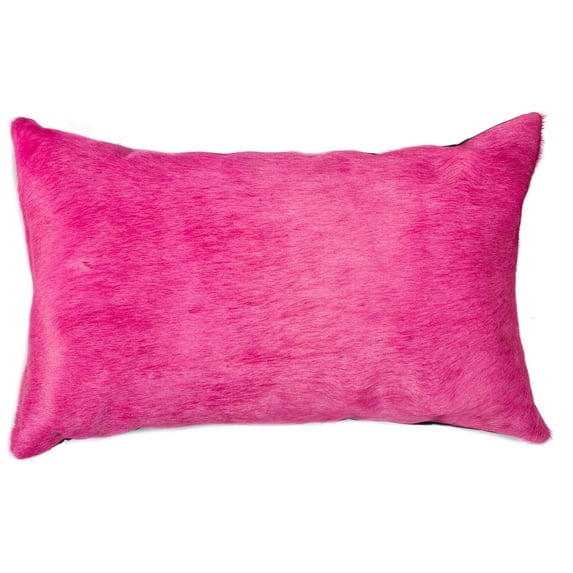12" x 20" x 5" Fuchsia Cowhide Pillow
