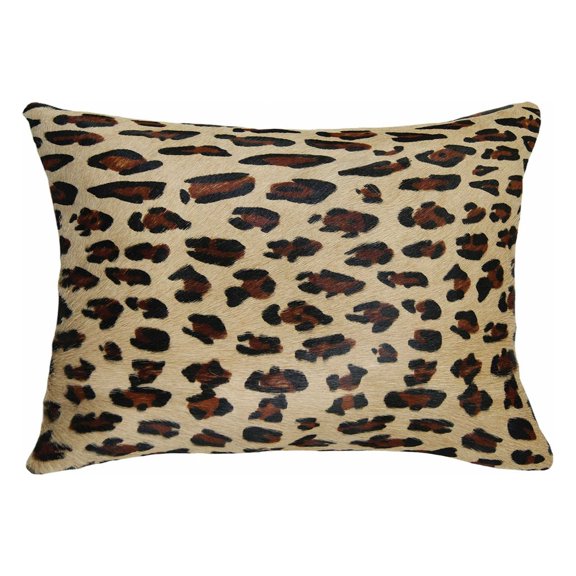 12" x 20" x 5" Leopard Cowhide Pillow