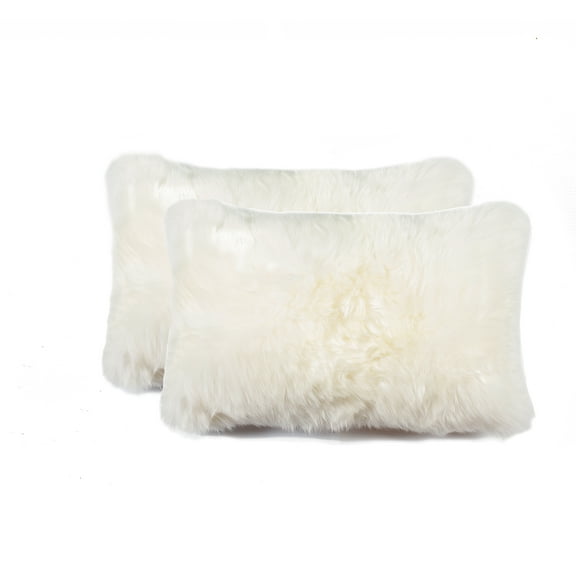 12" x 20" x 5" Natural Sheepskin Pillow 2pcs