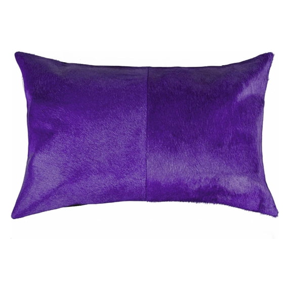 12" x 20" x 5" Purple Cowhide Pillow