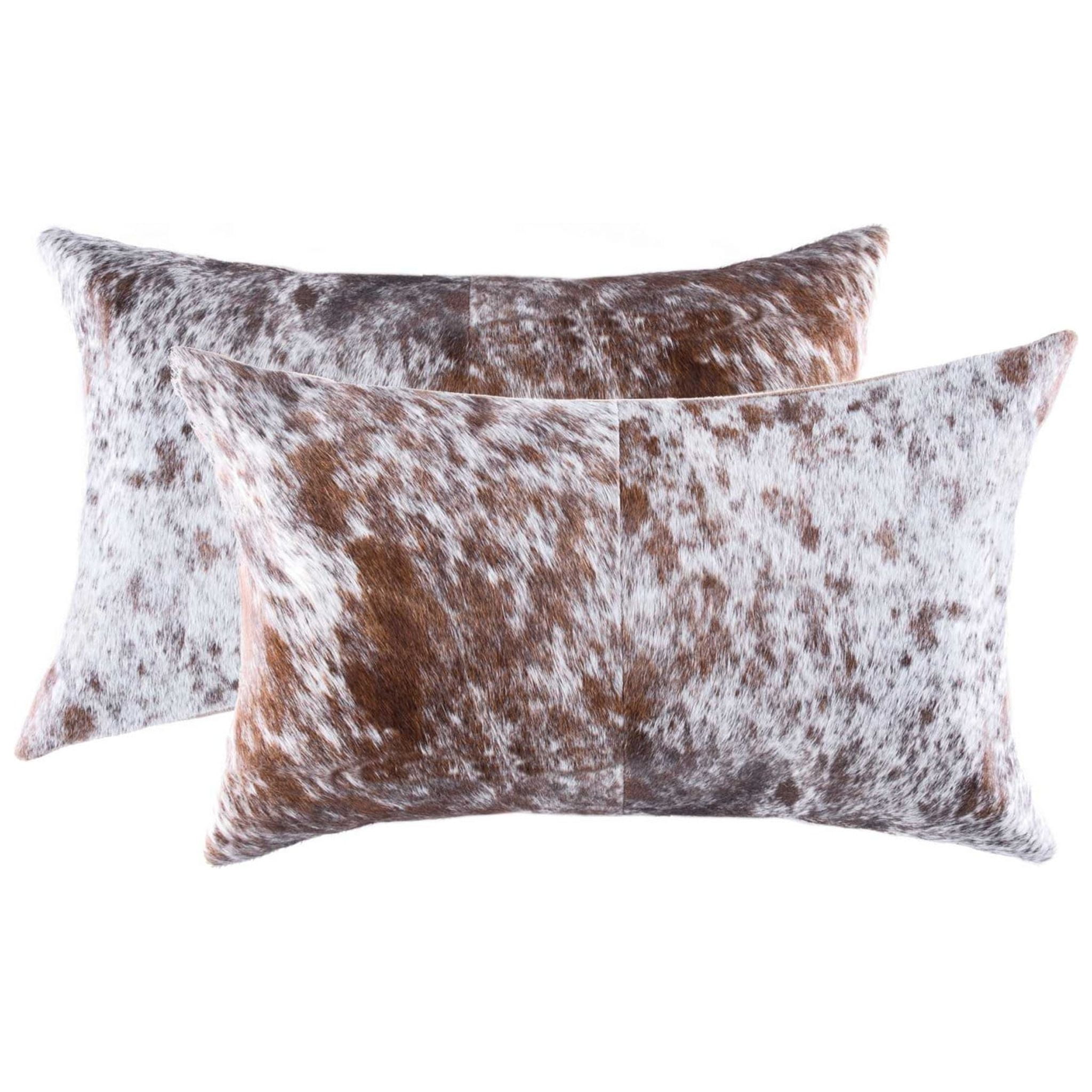 12" x 20" x 5" Salt And Pepper White And Brown Cowhide Pillow 2 Pack