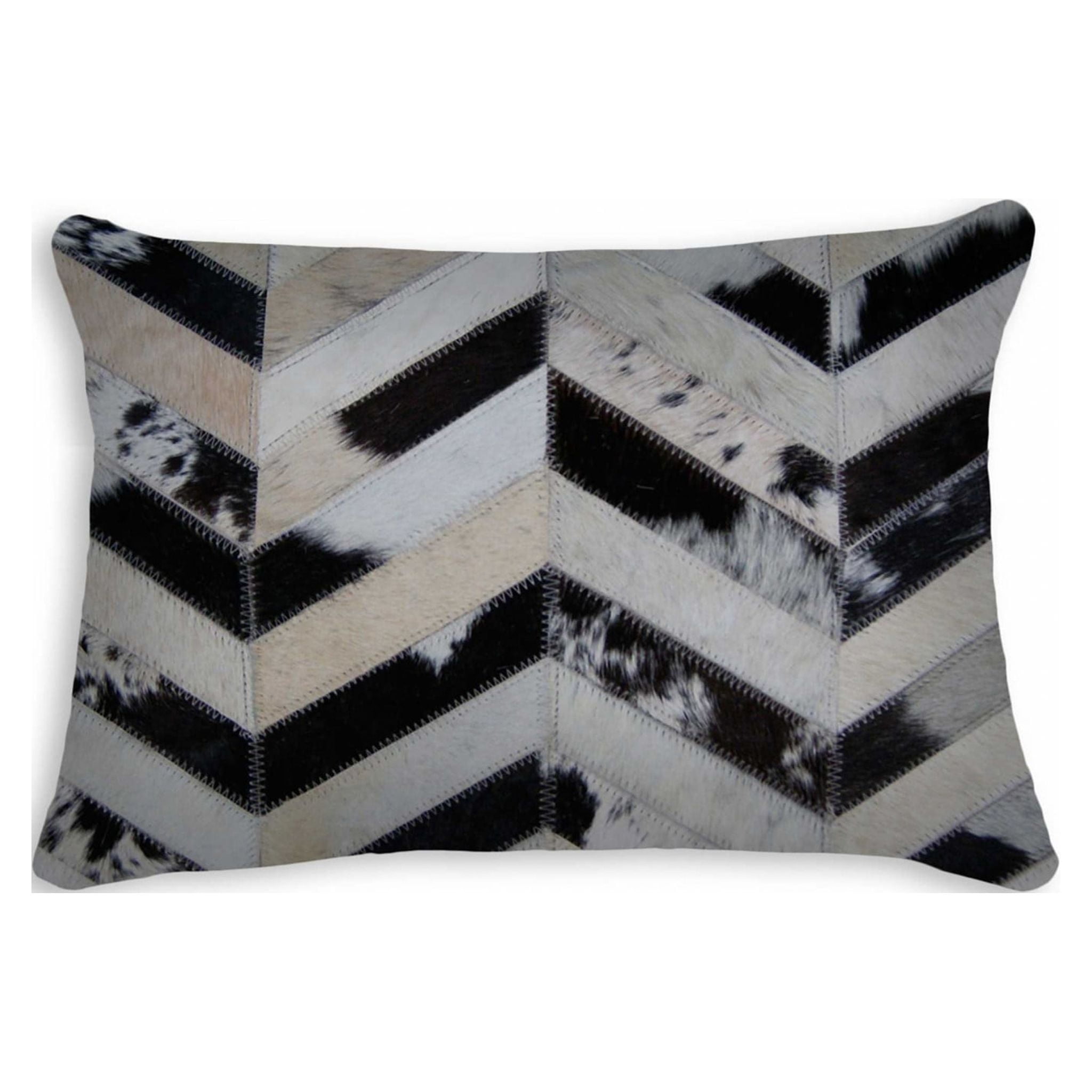 12" x 20" Tricolor Chevron Cowhide Throw Pillow