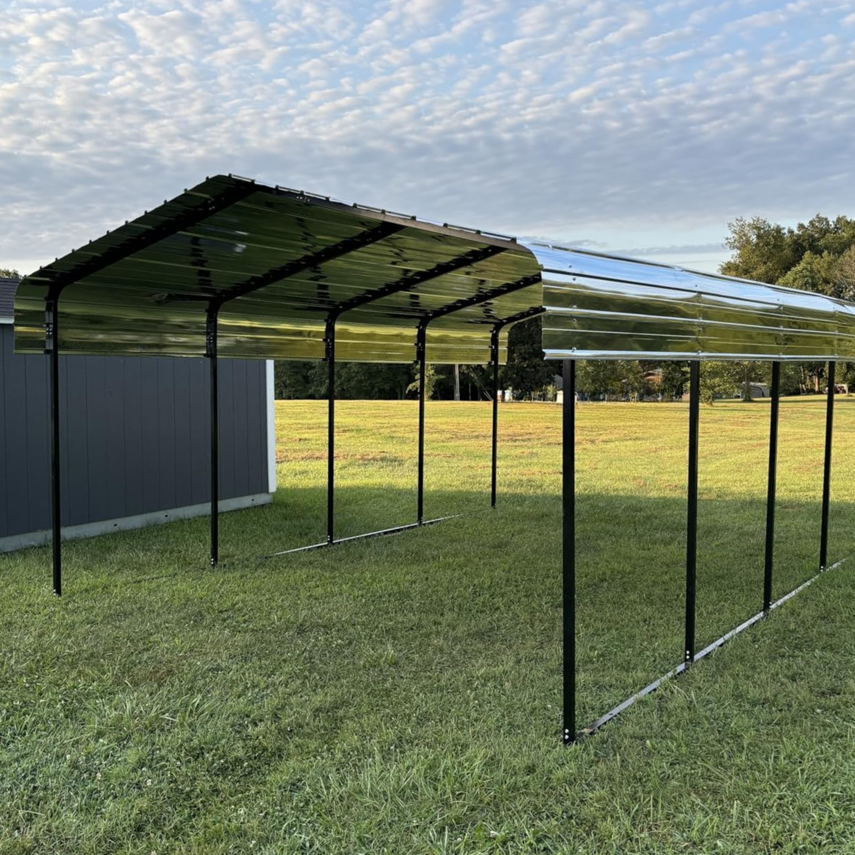 12' x 20' Gray Metal Arch Roof Carport