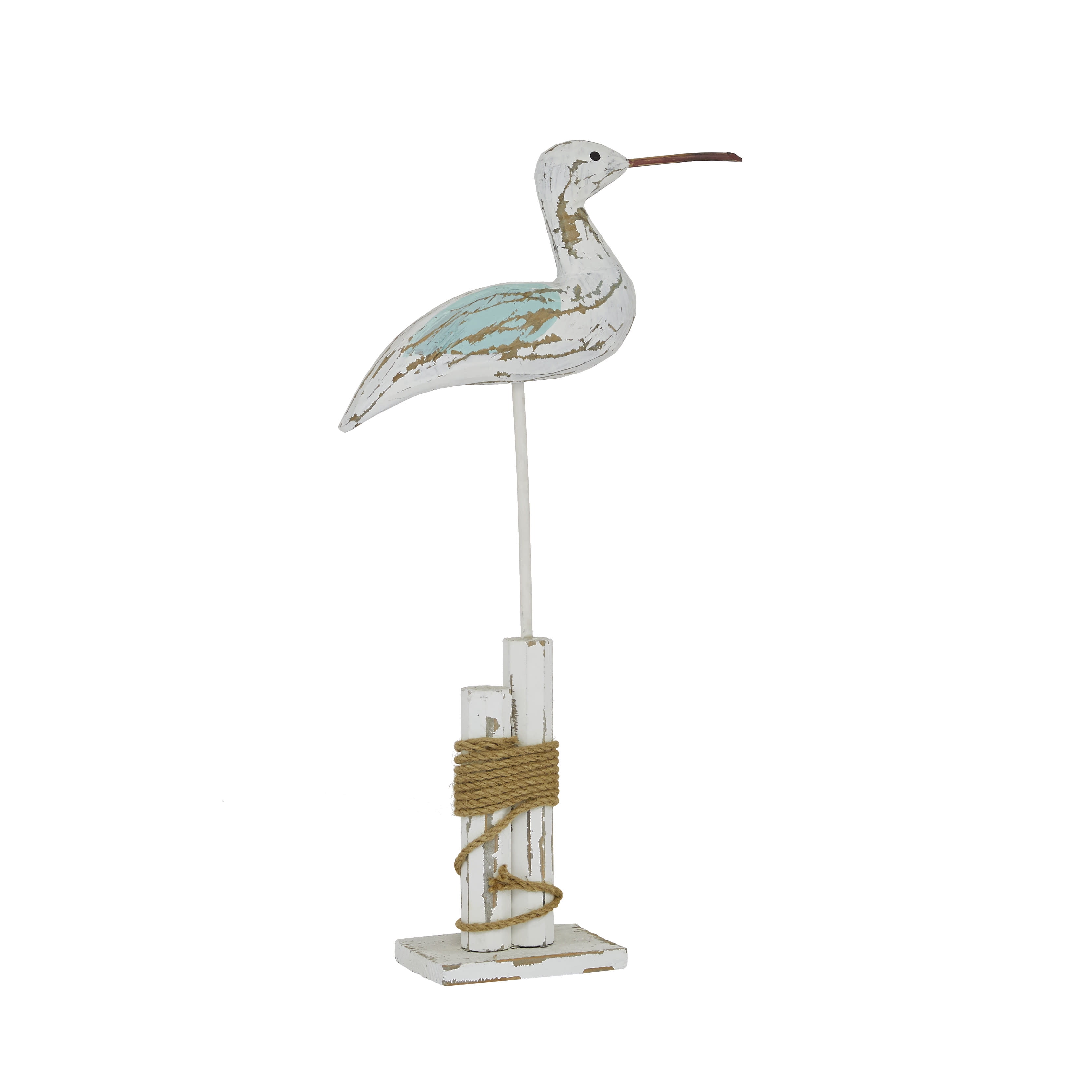 12" x 21" White Wood Bird Sculpture, by DecMode