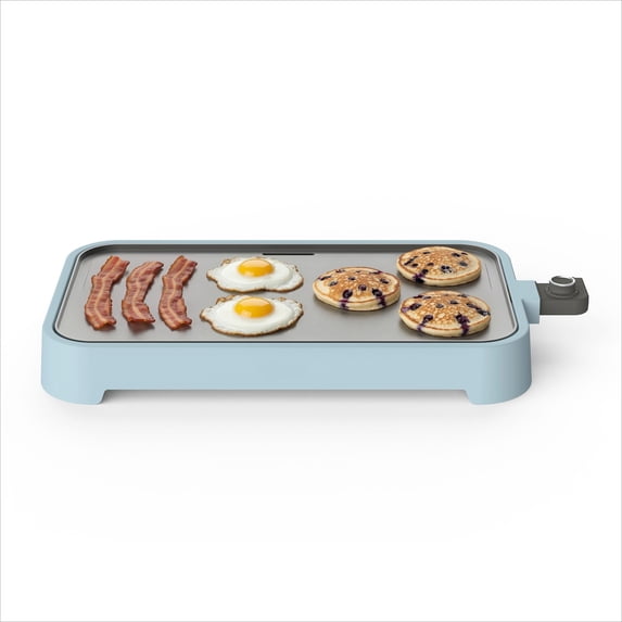 12” x 22” Electric Griddle, XL Ceramic Nonstick Flat Top Cooking Surface, Adjustable Temperature Dial, Drip Tray, Dishwasher Safe, 1500W Fast Even Heating, Pancakes & Eggs, Sky Blue