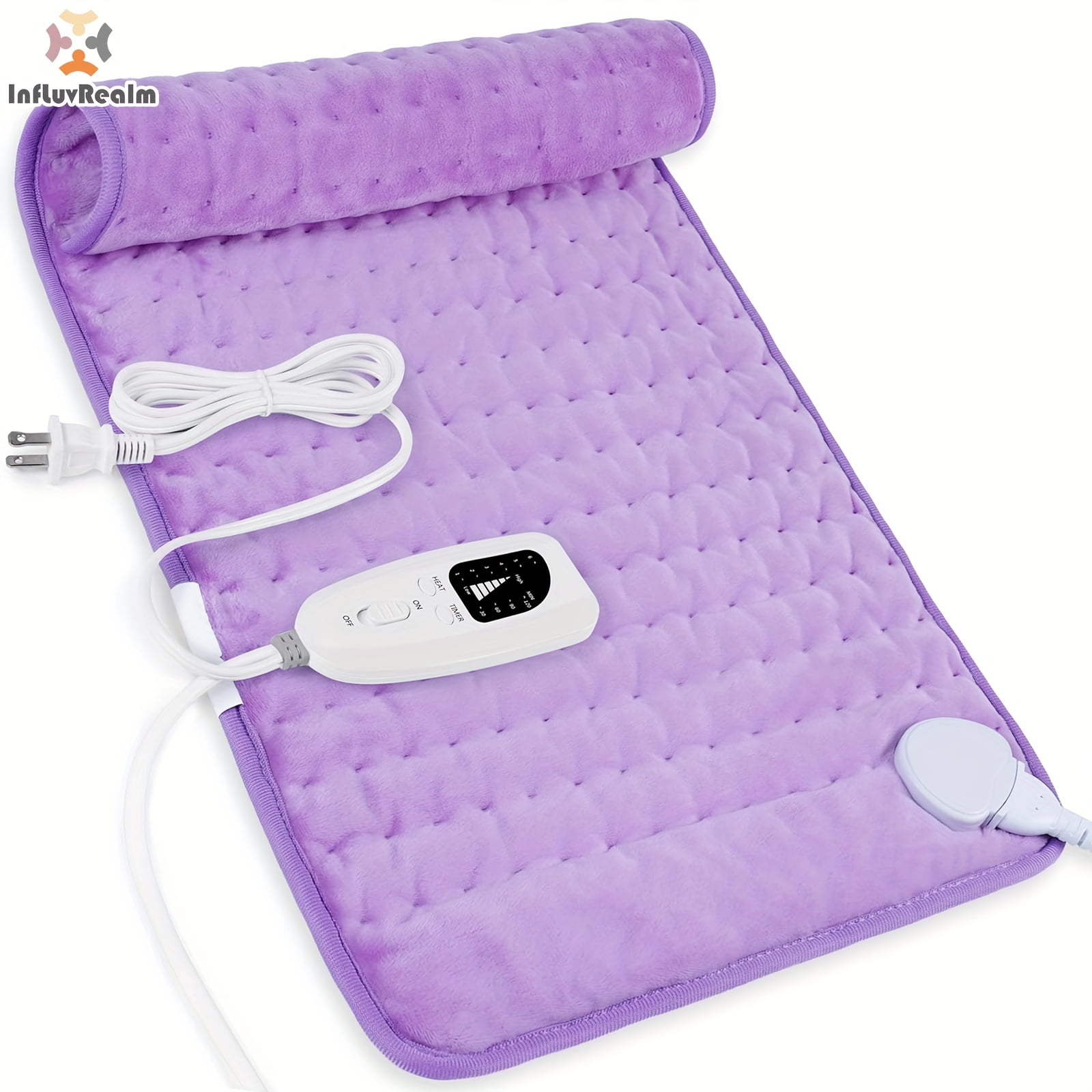 12" x 24" Electric Heating Pad with 6 Heat Settings, Soft Flannel