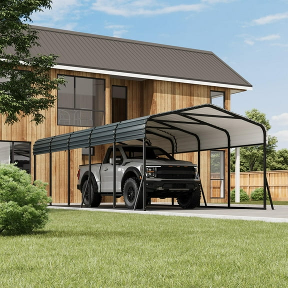 12 x 24 FT Metal Carport Carports, Heavy Duty Garage Outdoor Galvanized Car Shelter with Enhanced Base for Car, Boats and Truck