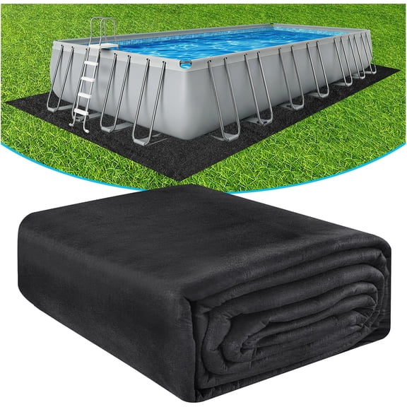 12' x 24' Rectangle Thicker Heavy Duty Pool Liner Pad for Above Ground Pool, Pool Padding Underlayment for Pool Bottom, Protects Pool Prevents Punctures Weed Barrier Comfortable underfoot