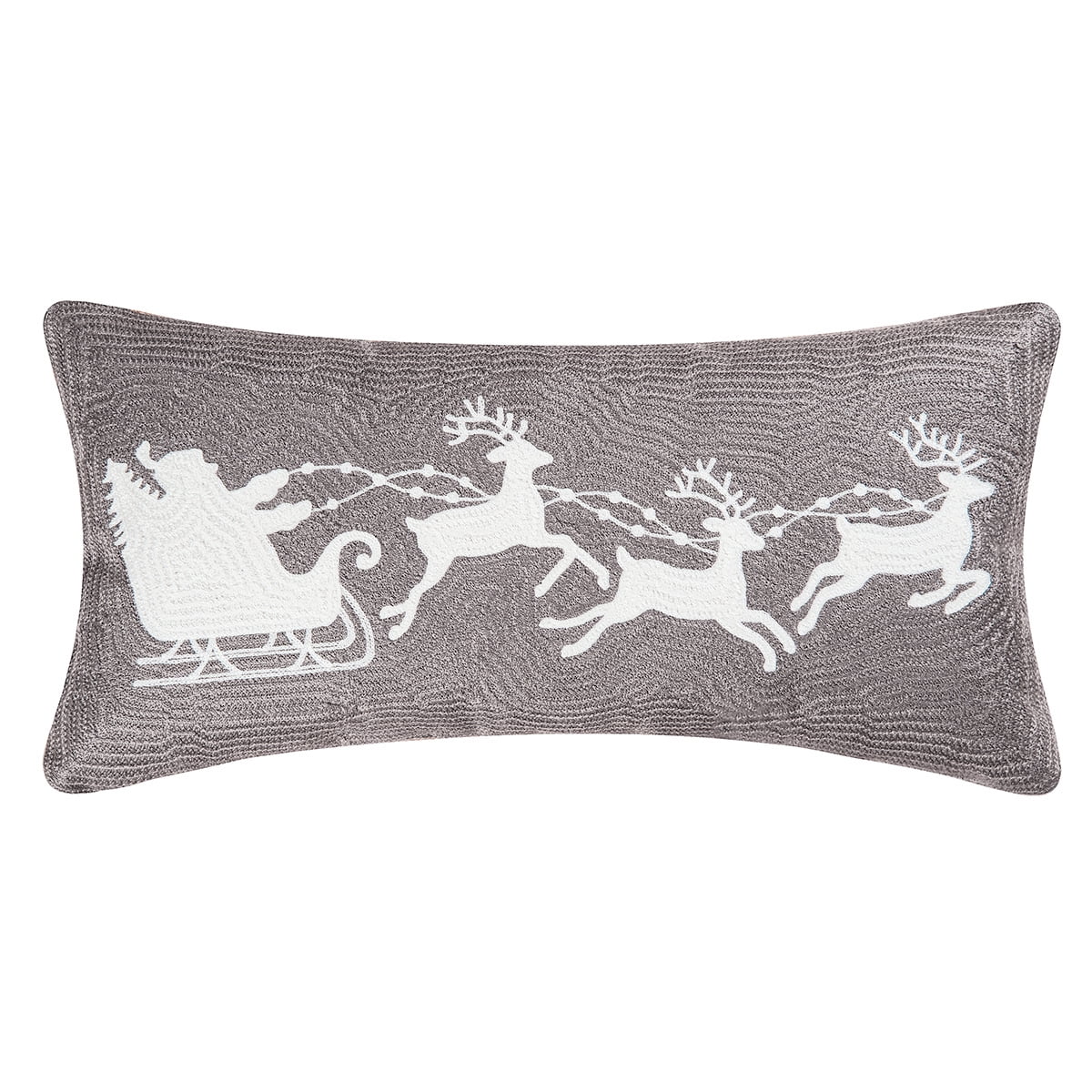 Sleigh Gray Handcrafted Rice Stitch 12" x 24" Pillow