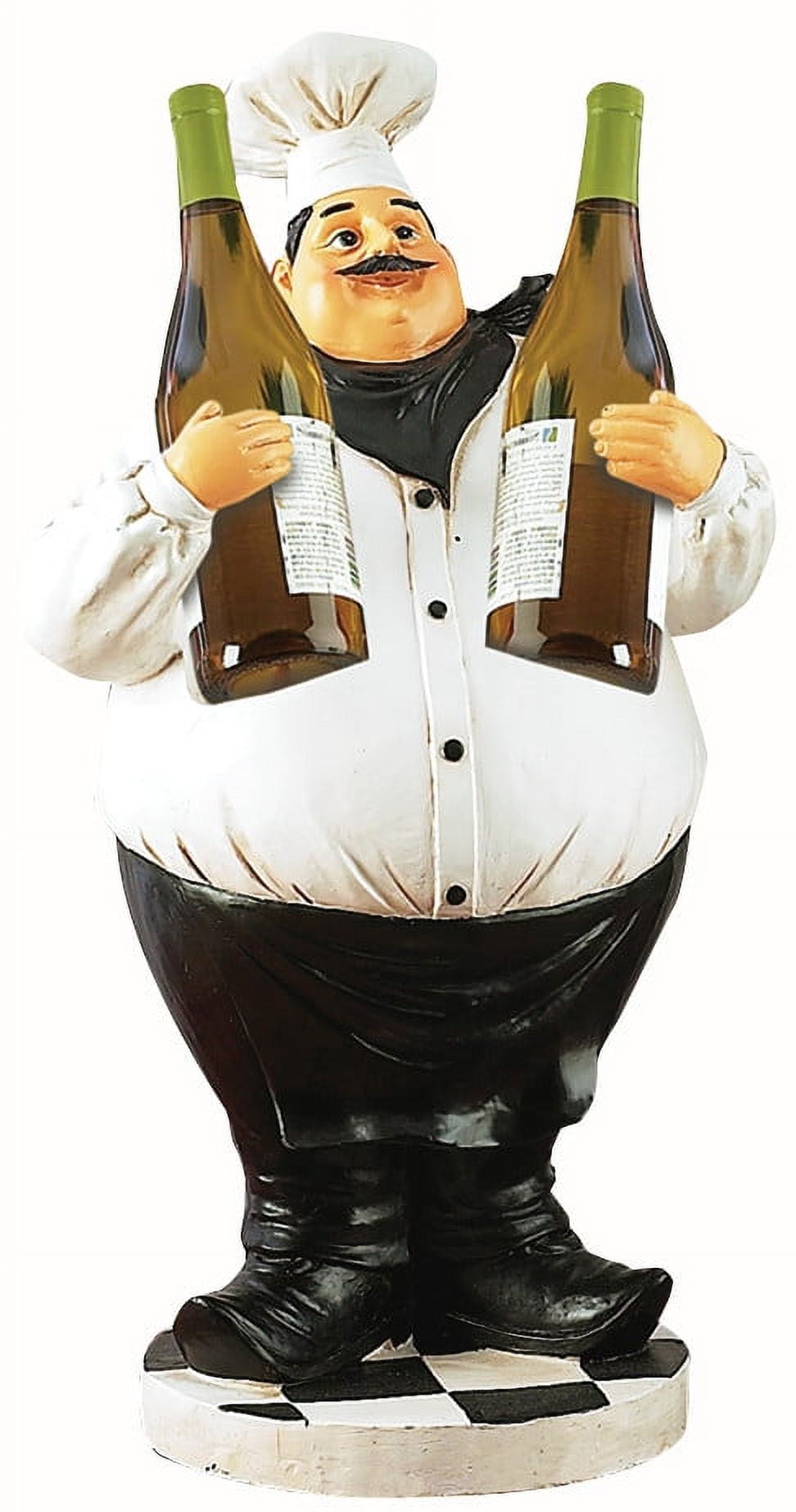 White Polystone Chef Sculpture with Wine Holder Slots