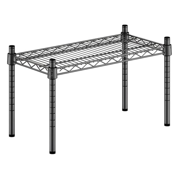 12" x 24" x 14" Black Epoxy Wire Storage Shelf, Dunnage Rack, 1 Tier Small Shelf