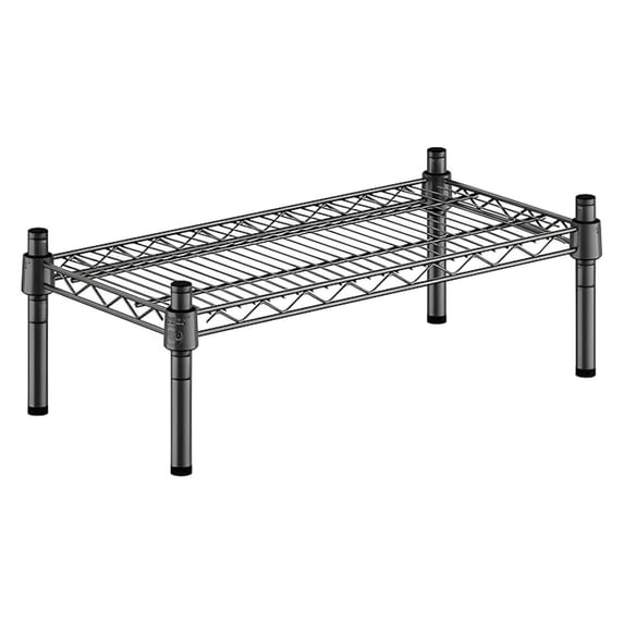 12" x 24" x 8" Black Epoxy Wire Storage Shelf, Dunnage Rack, 1 Tier Small Shelf