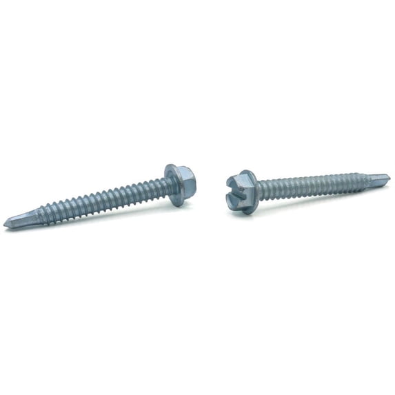 #12 x 3/4" Self-Drilling Screws / Slotted / Hex Washer Head / Steel / Zinc - 5000 Piece Carton