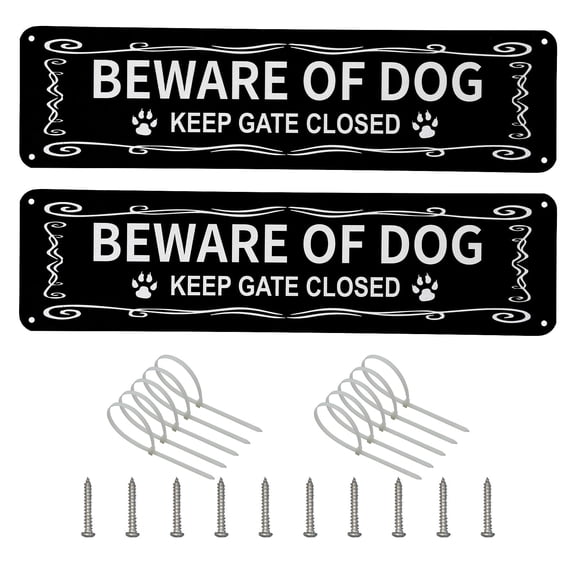 12" x 3" Warning Signs Aluminium Beware Of Dog/No Trespassing Private Property Reflective Pre-Drilling Warning Signs(2 Pack)