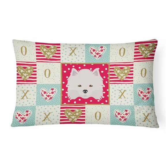 12 x 3 x 16 in. American Eskimo Love Canvas Fabric Decorative Pillow