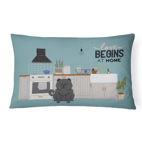 12 x 3 x 16 in. Black Chow Chow Kitchen Scene Canvas Fabric Decorative Pillow