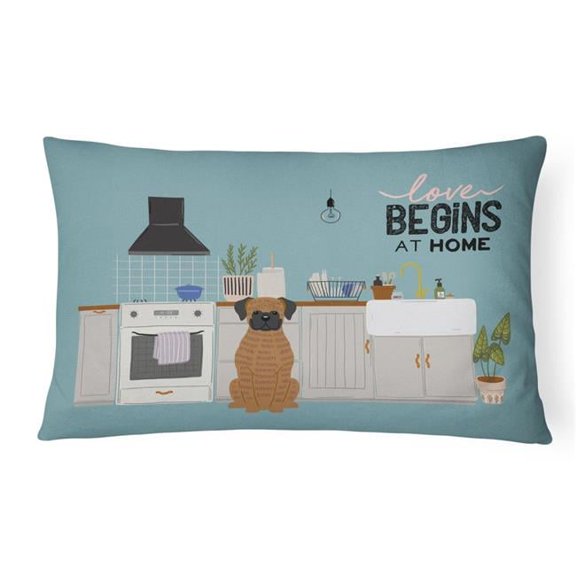 12 x 3 x 16 in. Brindle Boxer Kitchen Scene Canvas Fabric Decorative Pillow