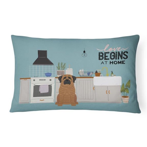 12 x 3 x 16 in. Brindle Mastiff Kitchen Scene Canvas Fabric Decorative Pillow