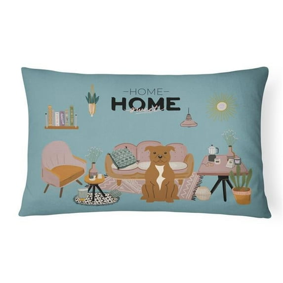 12 x 3 x 16 in. Brown Staffordshire Bull Terrier Sweet Home Canvas Fabric Decorative Pillow