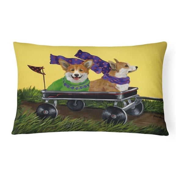 12 x 3 x 16 in. Corgi Express Canvas Fabric Decorative Pillow